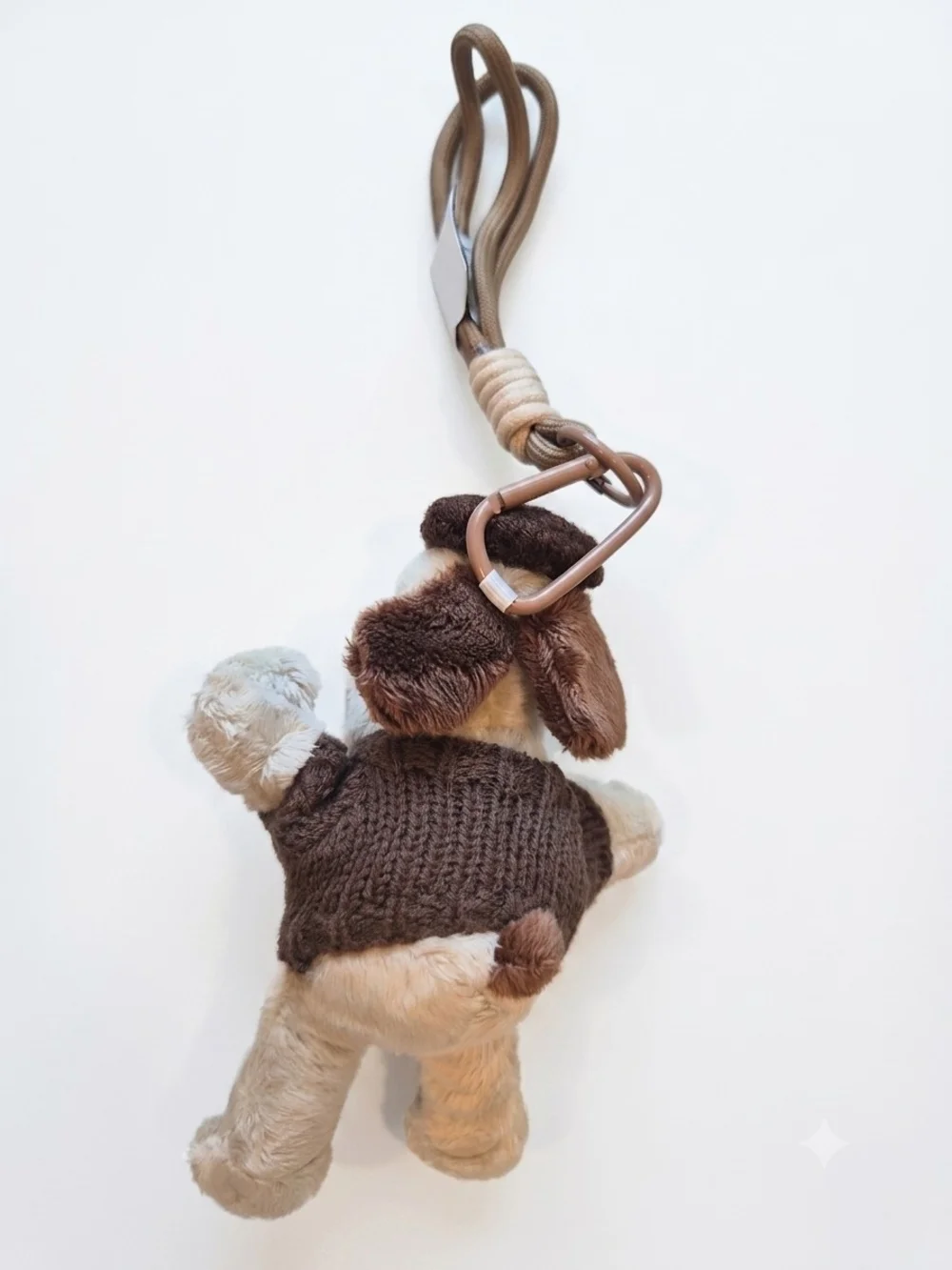 Plush Dog Toy Bag Charm in Brown and Cream - Fashion Tag
